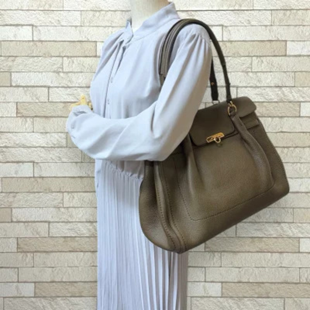 Salvatore Ferragamo Brown Handbag Gancini Leather